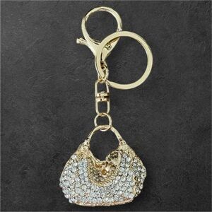 Gold Crystal Handbag Keyring Charm by